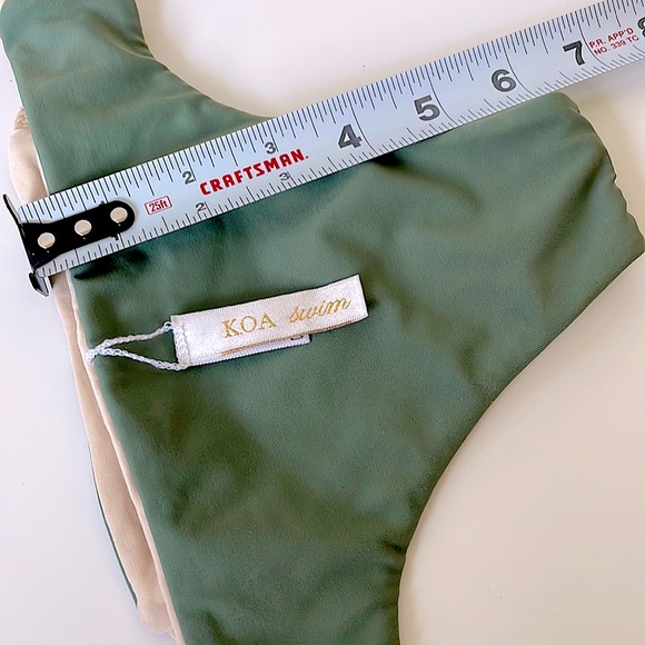 NWT (XS) KOA braid side EXTRA LOW rise sexy tiny bitsy swim bottoms army green - Picture 8 of 10